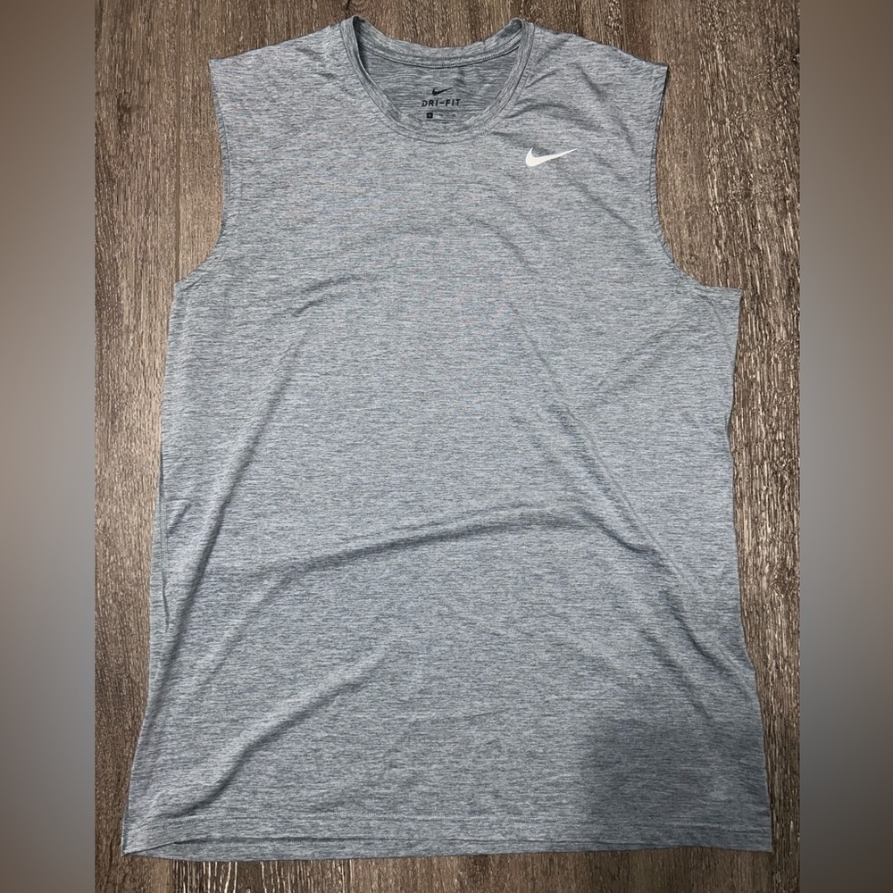 Nike Mens Gray Sleeveless Crew Neck Pullover Athletic Dri Fit Top Size XL NWOT